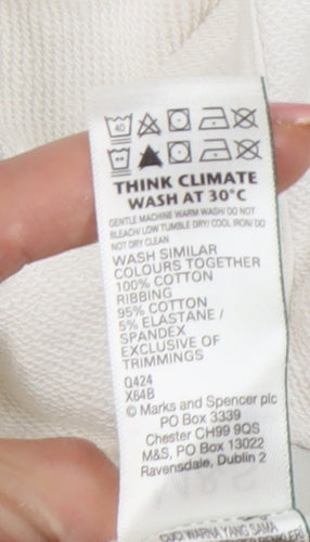 Marks and Spencer Women White Full Zip Hoodie L