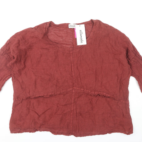 Ellamoda Women's Red Linen Blouse, Size S