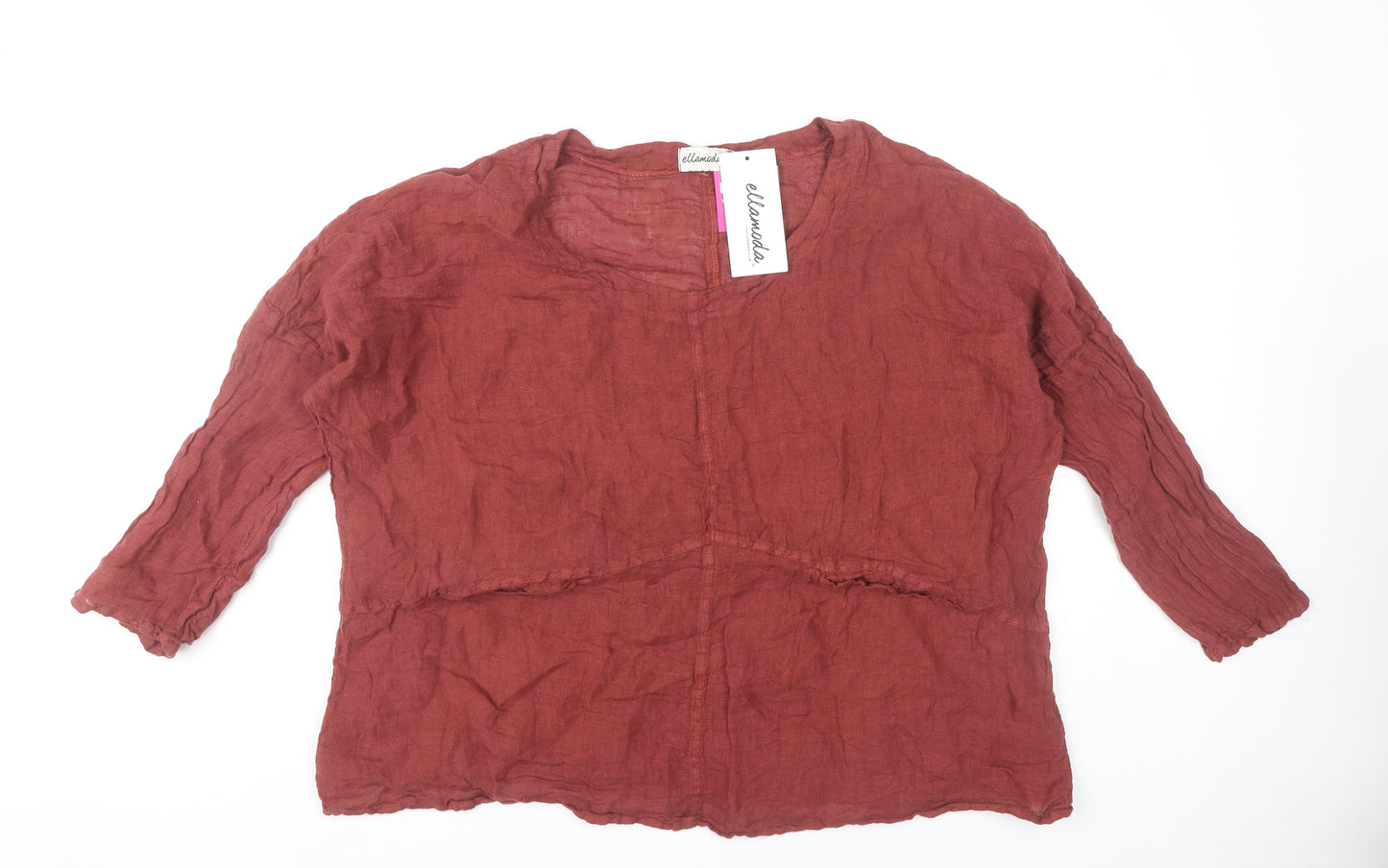 Ellamoda Women's Red Linen Blouse, Size S