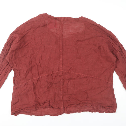 Ellamoda Women's Red Linen Blouse, Size S