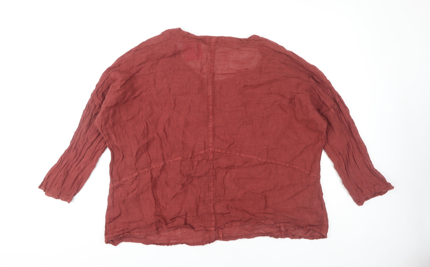 Ellamoda Women's Red Linen Blouse, Size S