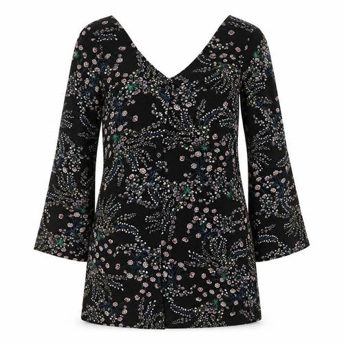 Glamorous Women's Black Floral V-Neck Dress Size 6
