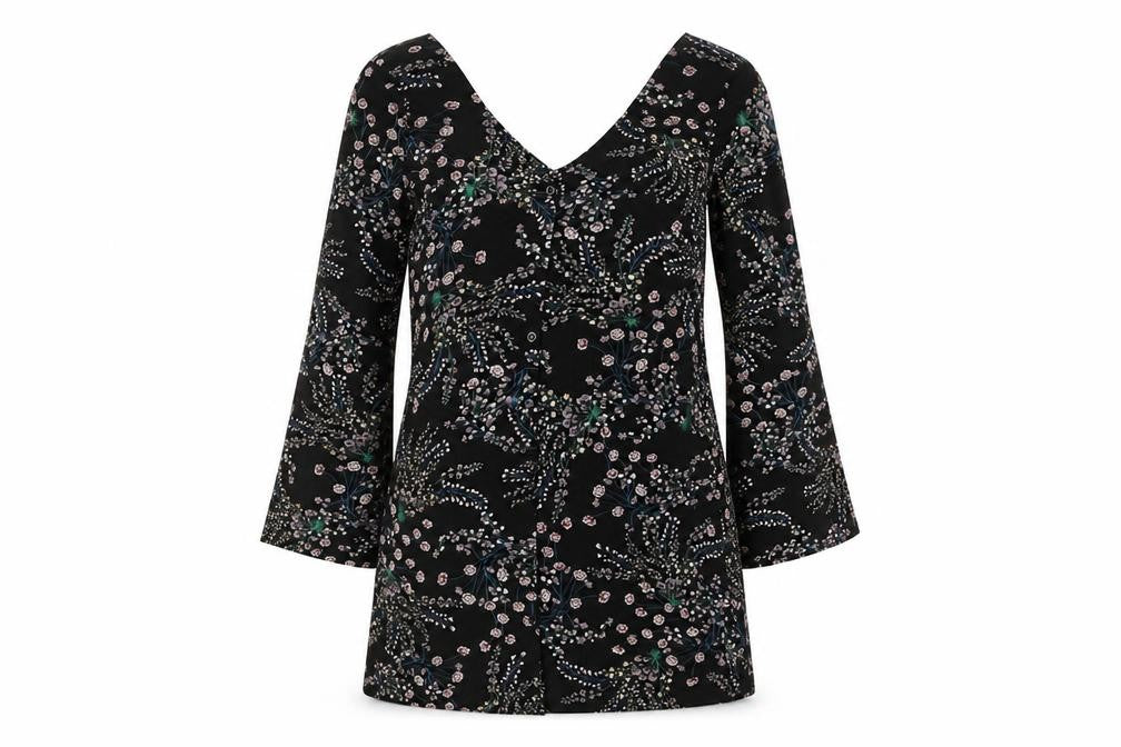Glamorous Women's Black Floral V-Neck Dress Size 6
