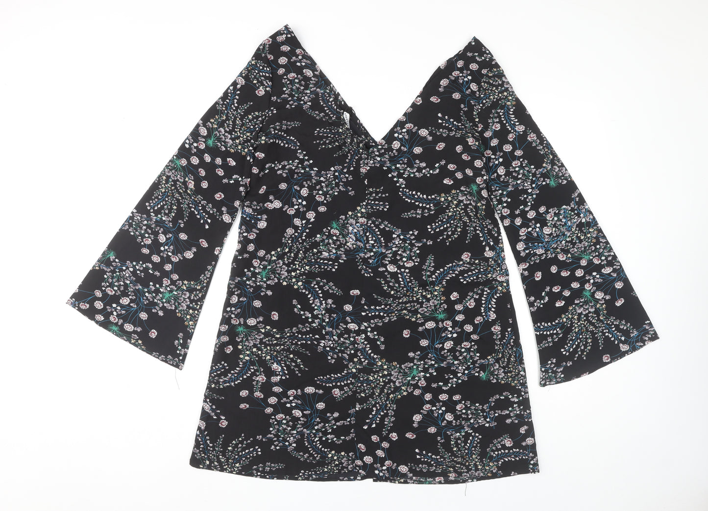 Glamorous Women's Black Floral V-Neck Dress Size 6