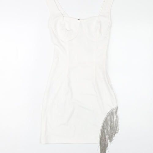 PrettyLittleThing Women's White Bodycon Dress, Size 6