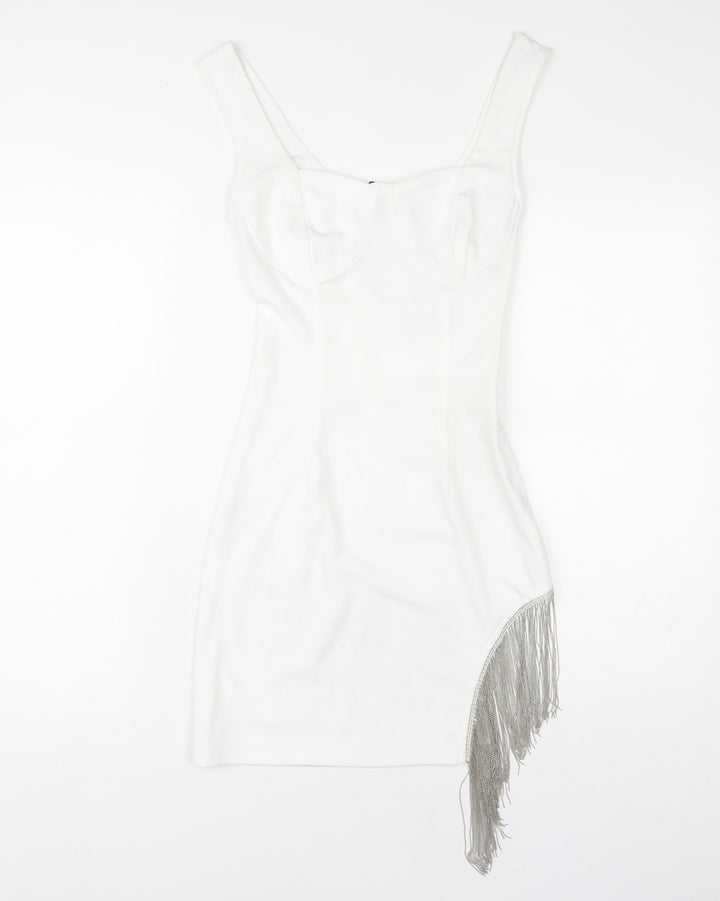 PrettyLittleThing Women's White Bodycon Dress, Size 6