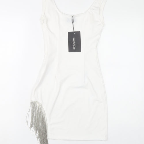 PrettyLittleThing Women's White Bodycon Dress, Size 6