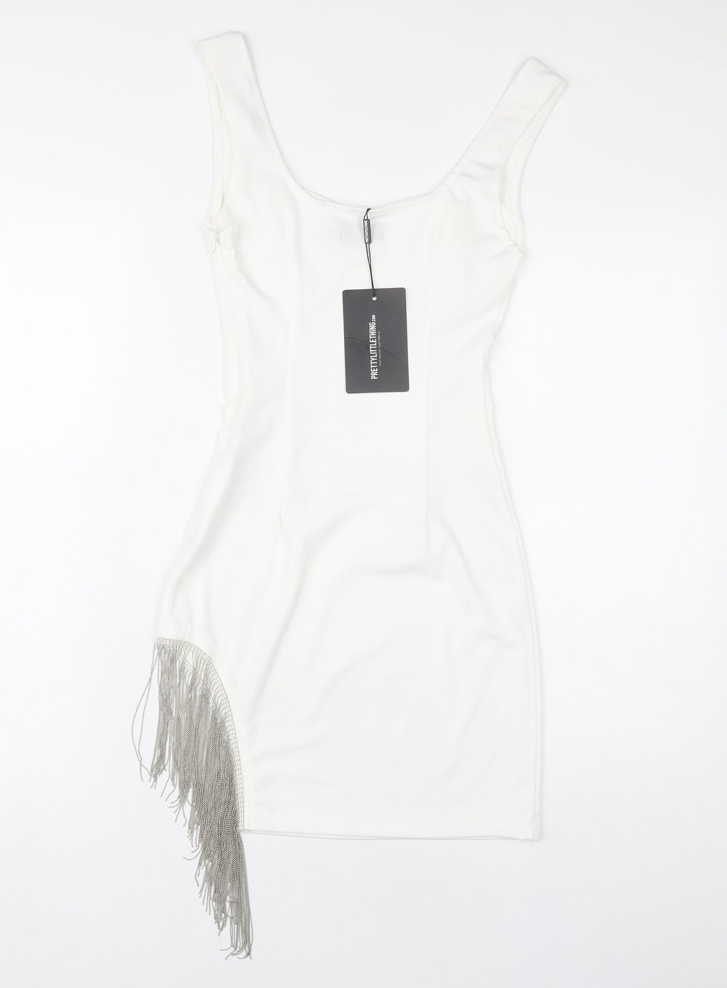 PrettyLittleThing Women's White Bodycon Dress, Size 6