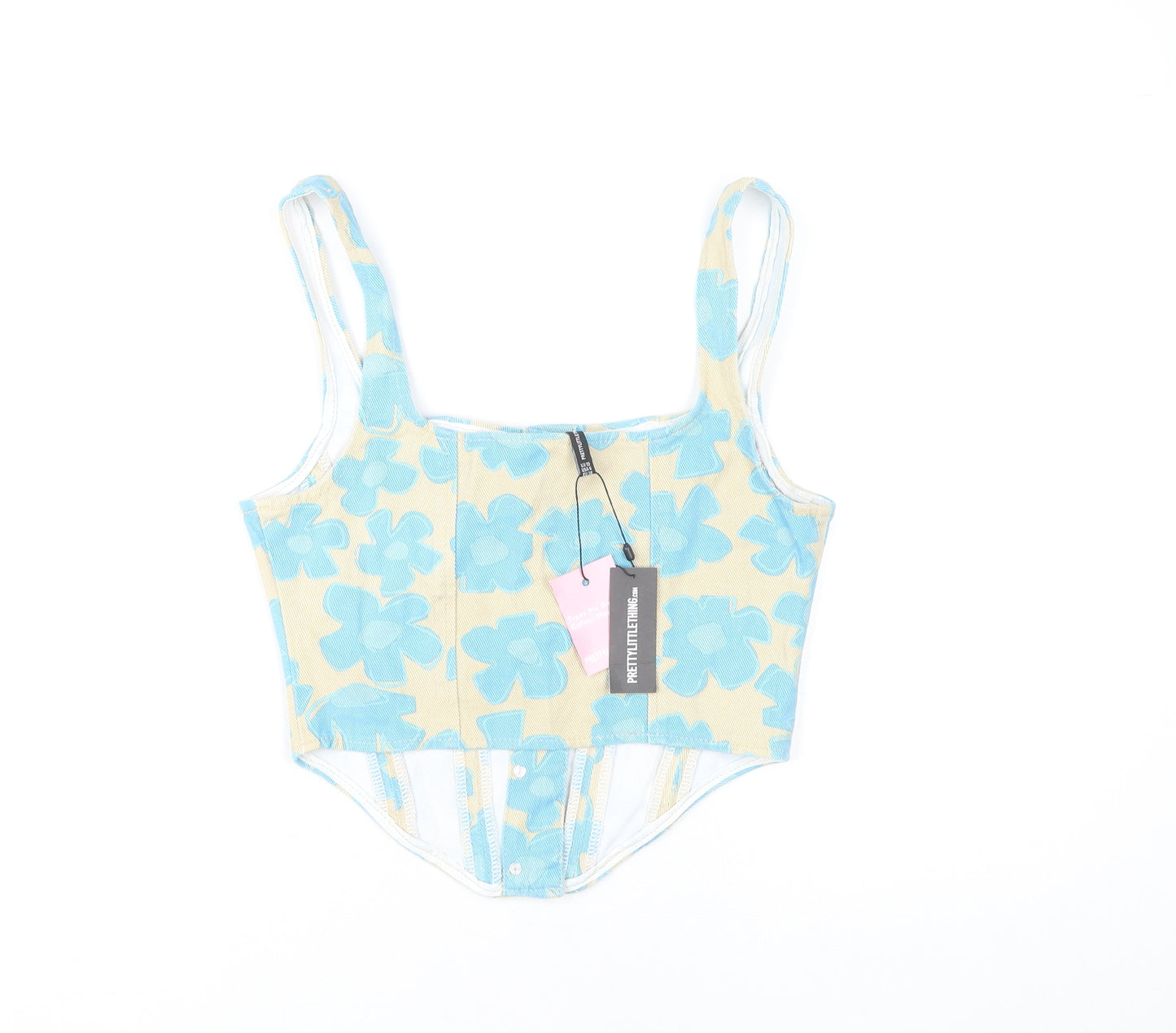 PrettyLittleThing Women's Multicoloured Floral Cropped Camisole - Size 10