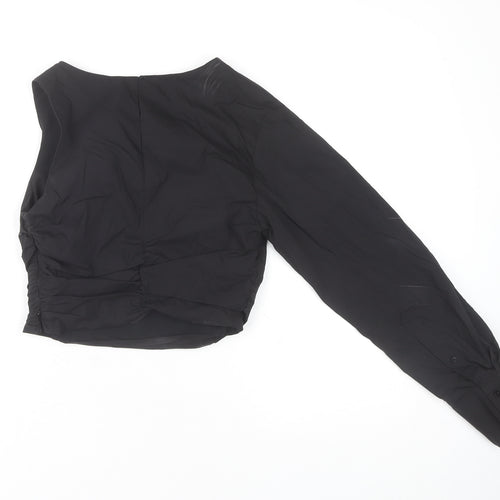 Zara Black Cropped One Long Sleeve Top, Size S