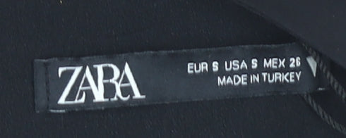 Zara Black Cropped One Long Sleeve Top, Size S