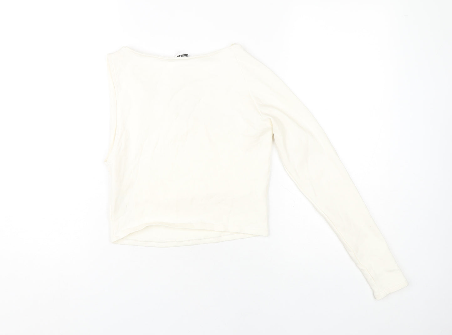 Zara Women's White One Shoulder Cropped Top Large