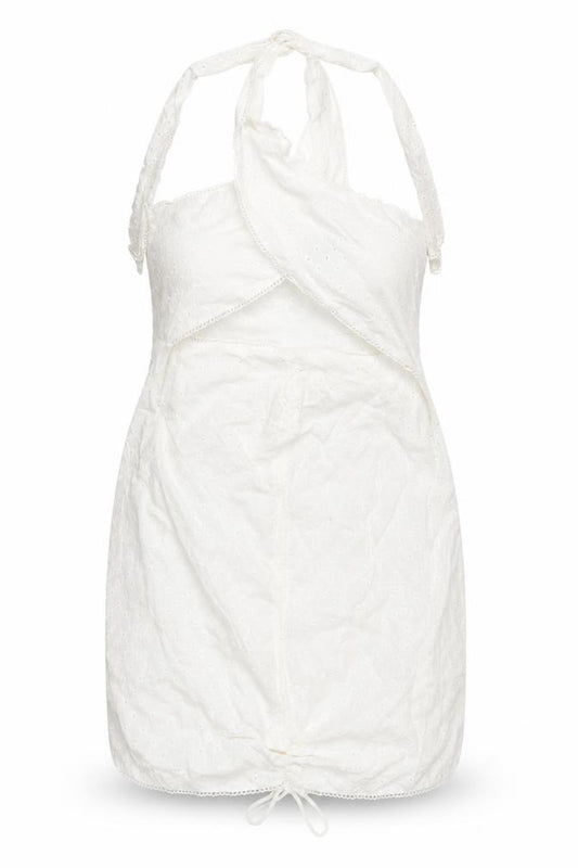 Front view of ASOS Design Women's White Halter Dress, size 18