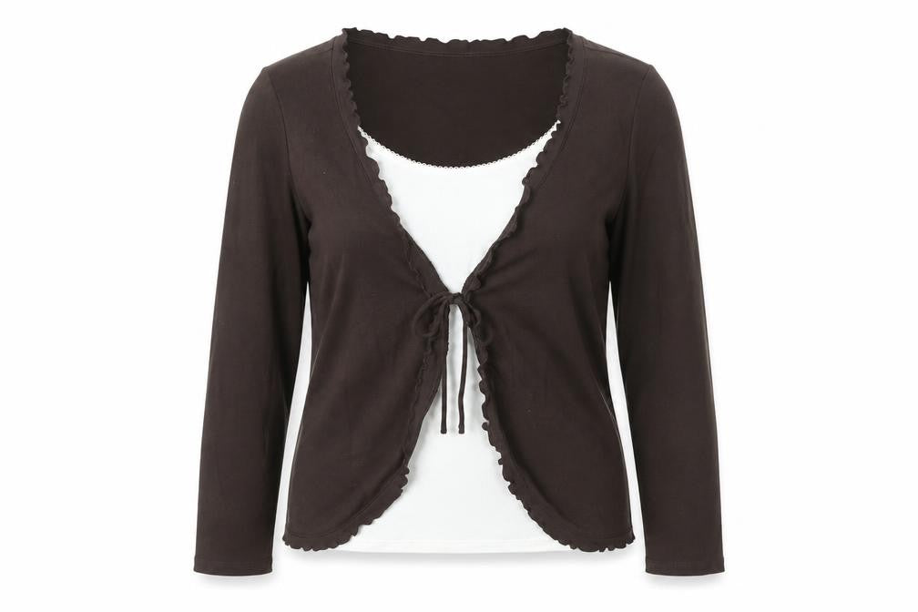 Front view of Marks & Spencer Women’s Brown Long Sleeve Top, size UK 18