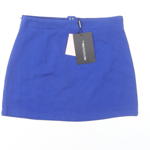 PrettyLittleThing Women's Blue Mini Pencil Skirt, Size 6