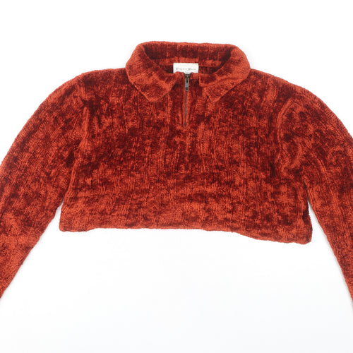 Charlotte Halton Women's Red Collared Full Zip Jumper S