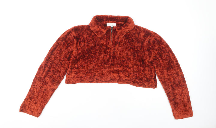 Charlotte Halton Women's Red Collared Full Zip Jumper S