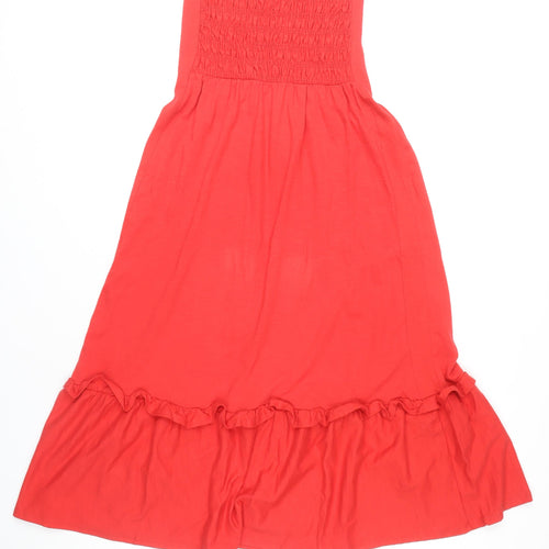 Next Women Red Size 8 Cotton Dress with Ruffles