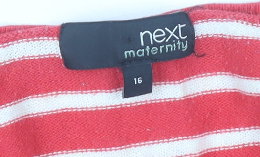 Next Women Red Striped Maternity Cardigan Size 16