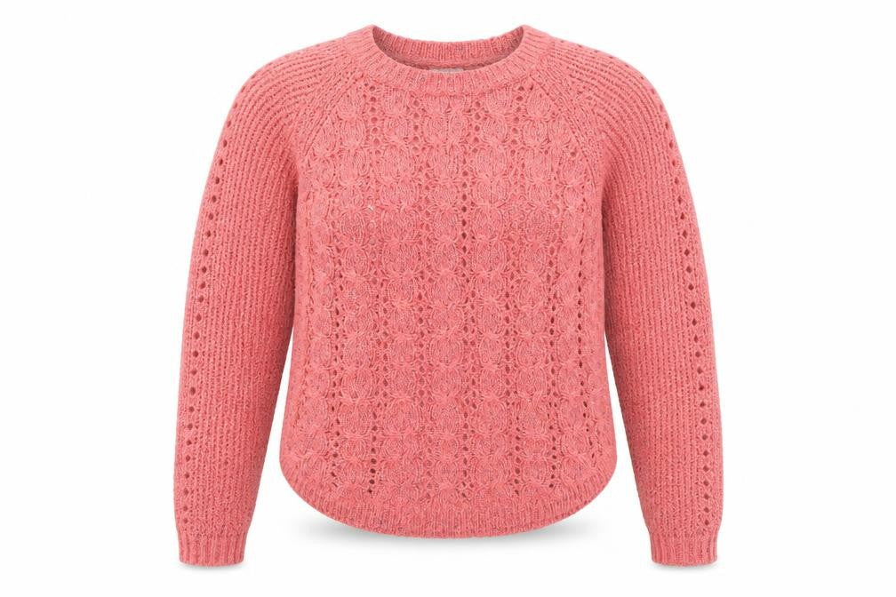 Front view of Marks & Spencer Women's Pink Cable-Knit jumper