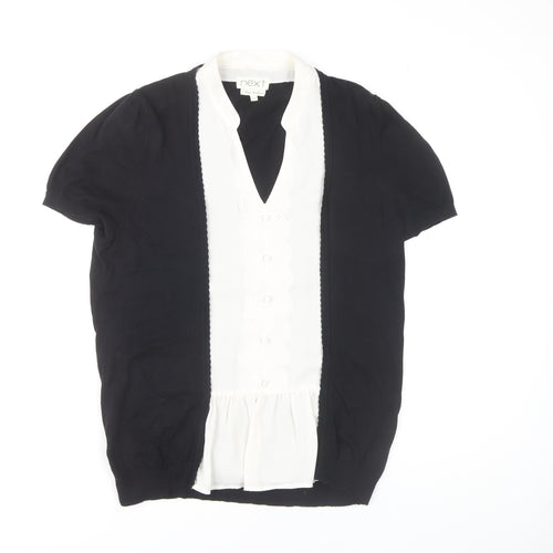 Next Women's Black V-Neck Short Sleeve Top, Size 16