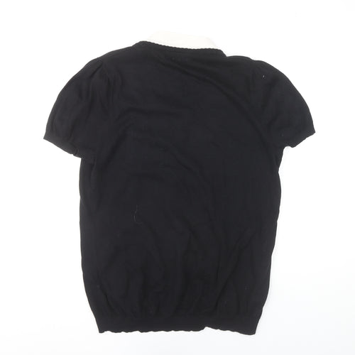 Next Women's Black V-Neck Short Sleeve Top, Size 16