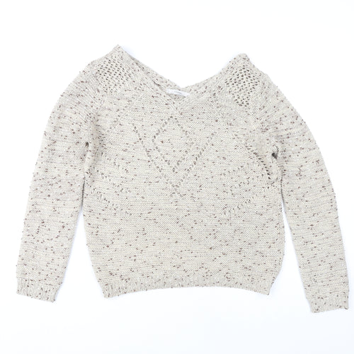 George Women's Beige V-Neck Pullover Jumper Size 8