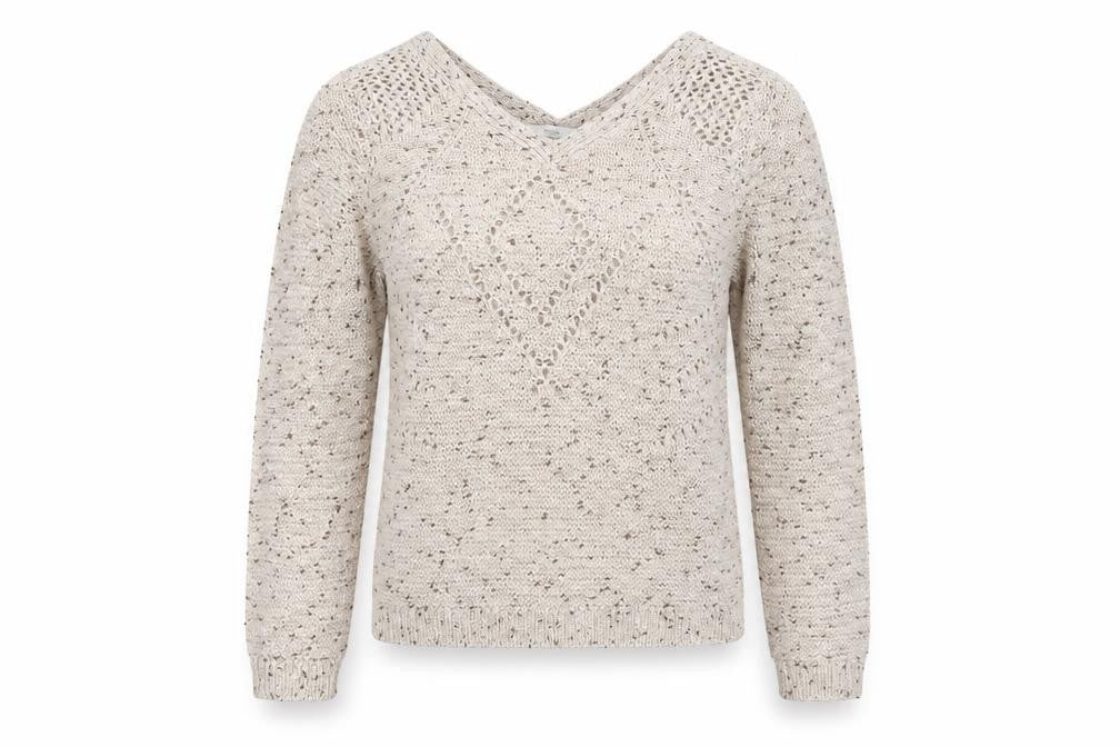 Front view of George Women's Beige V-Neck jumper, size 8