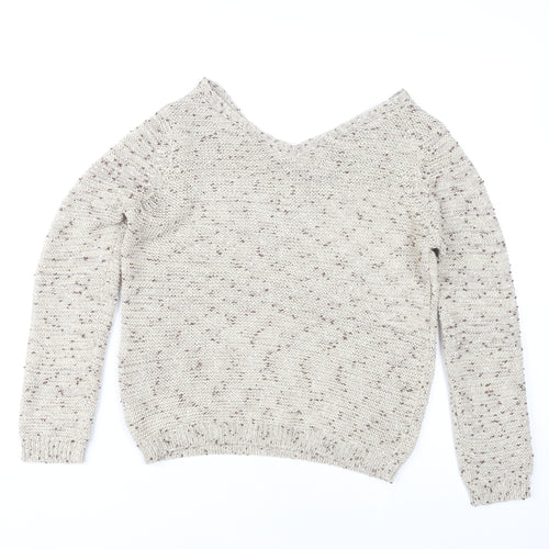 George Women's Beige V-Neck Pullover Jumper Size 8