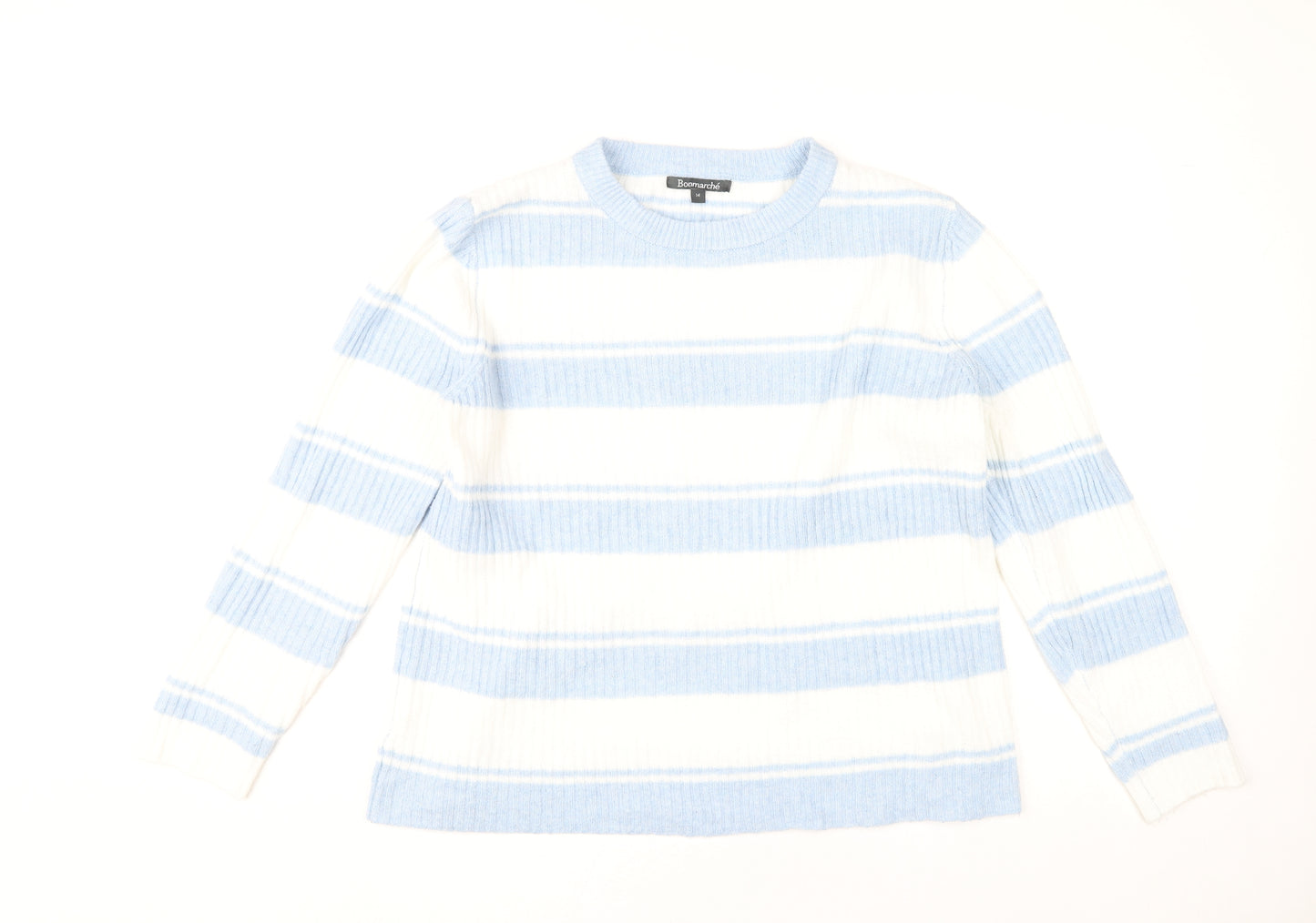 Bonmarché Women's Blue Striped Pullover Jumper Size 14
