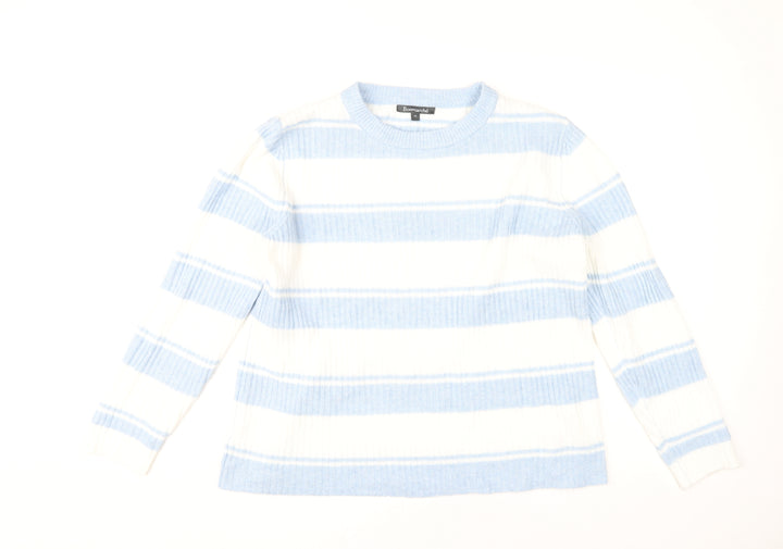 Bonmarché Women's Blue Striped Pullover Jumper Size 14