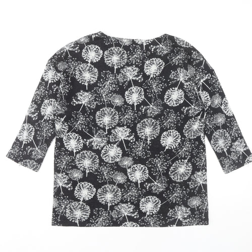 Marks and Spencer Women's Black Floral T-Shirt Size 12