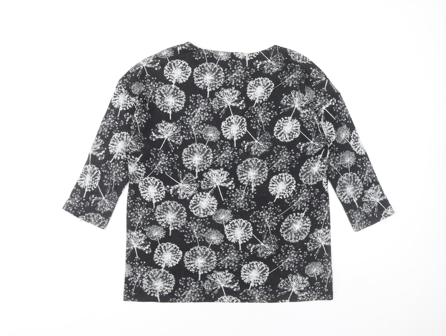 Marks and Spencer Women's Black Floral T-Shirt Size 12
