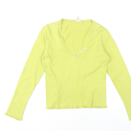 Whistles Women's Green V-Neck Jumper Size M