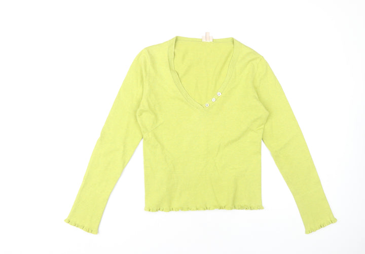 Whistles Women's Green V-Neck Jumper Size M