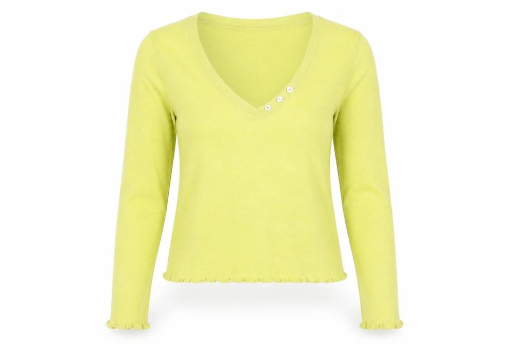 Front view of Whistles Women's Green V-Neck Jumper, size M