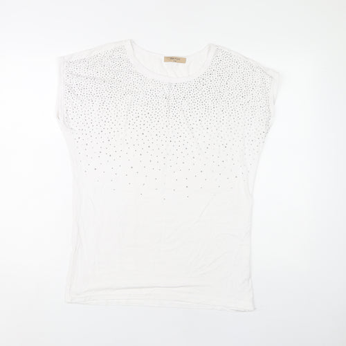 SMITON Women's White Studded T-Shirt S