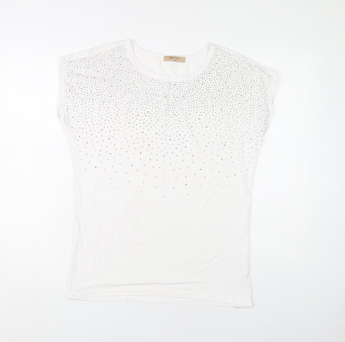 SMITON Women's White Studded T-Shirt S