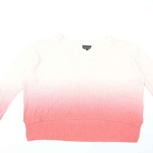 Topshop Women's Multicoloured V-Neck Pullover Jumper Size 10