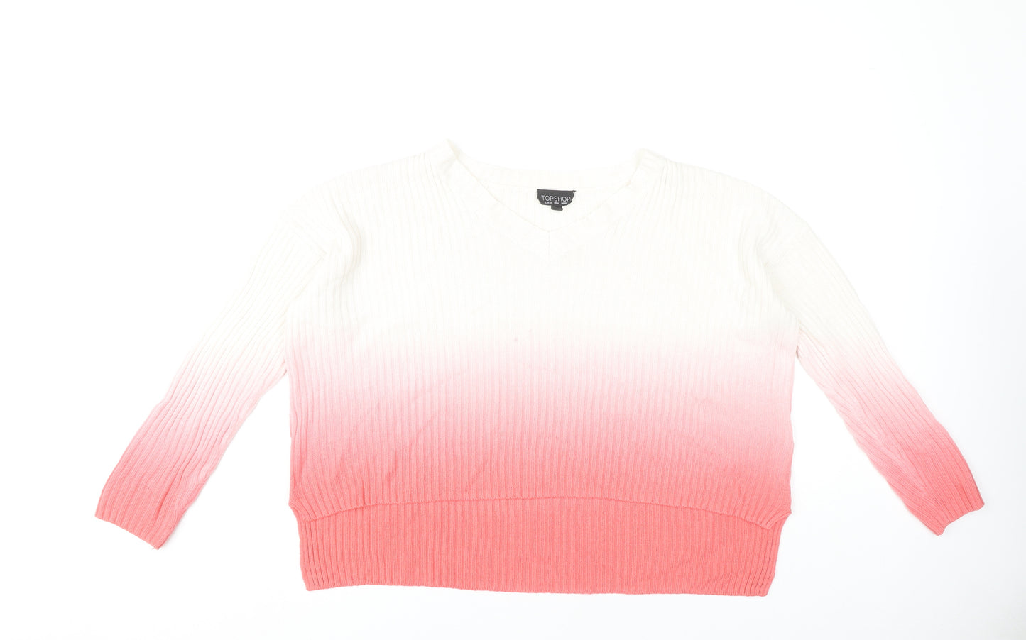 Topshop Women's Multicoloured V-Neck Pullover Jumper Size 10