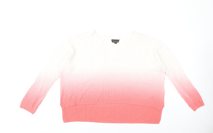 Topshop Women's Multicoloured V-Neck Pullover Jumper Size 10