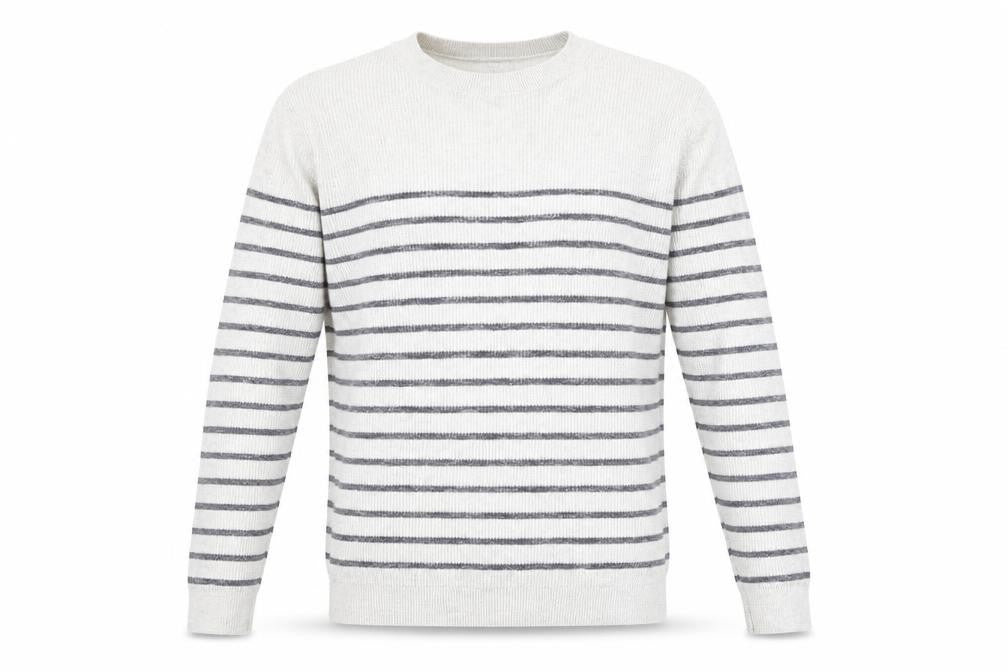 Front view of Next Men's Grey Striped Pullover M
