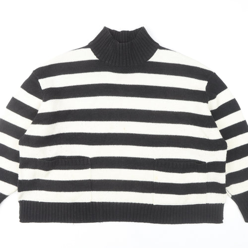 Marks and Spencer Women's XL Black & White Stripe Pullover Jumper
