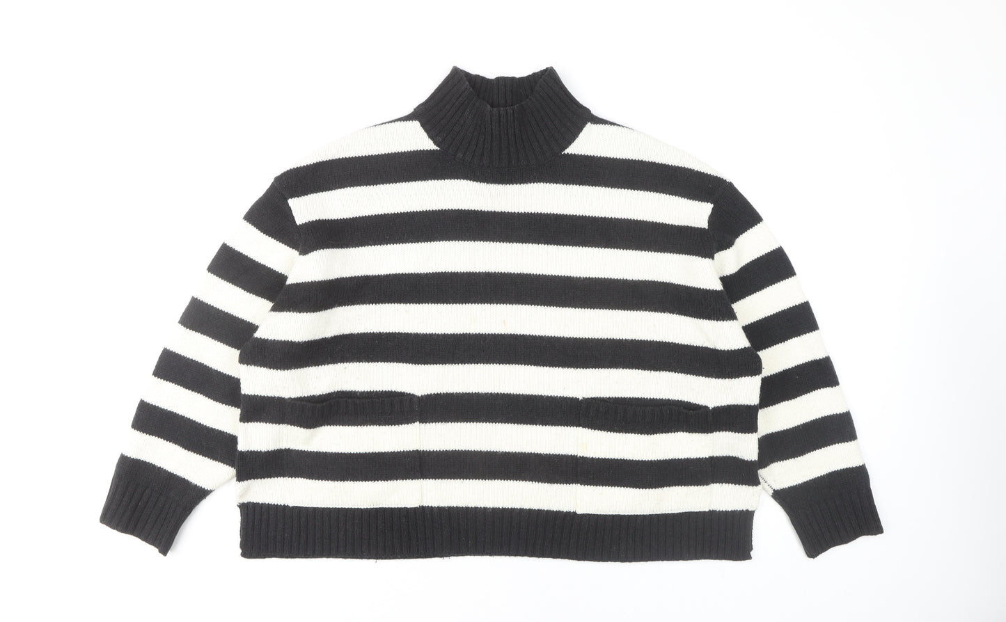 Marks and Spencer Women's XL Black & White Stripe Pullover Jumper