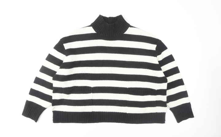 Marks and Spencer Women's XL Black & White Stripe Pullover Jumper