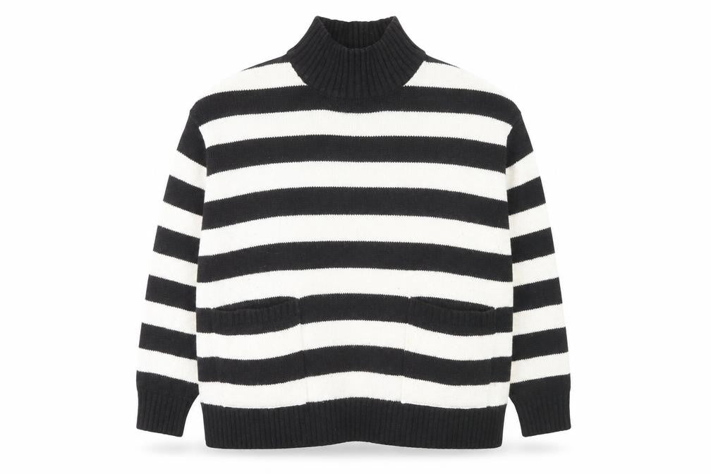 Front view of Marks & Spencer Women's XL Black & White Stripe jumper
