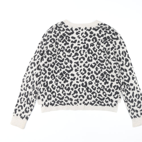 YES LOLA Women's Ivory Animal Print Pullover Jumper M