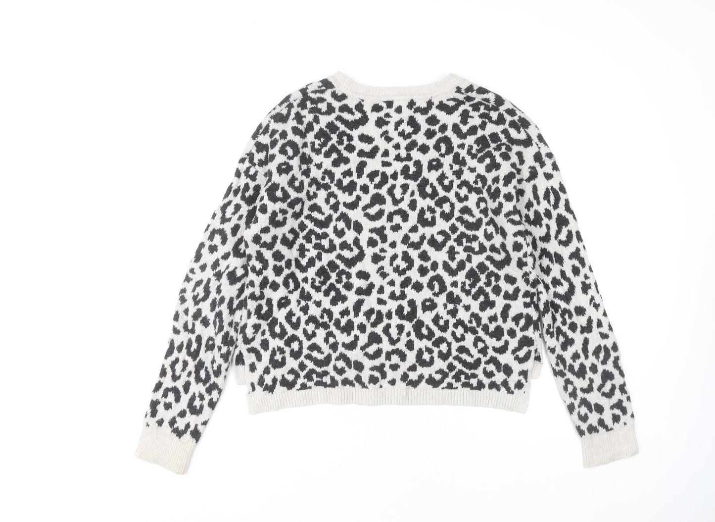 YES LOLA Women's Ivory Animal Print Pullover Jumper M