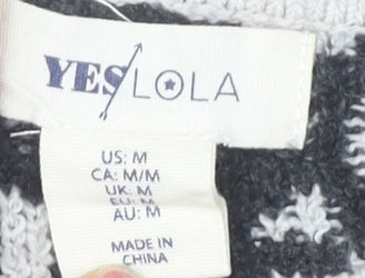 YES LOLA Women's Ivory Animal Print Pullover Jumper M