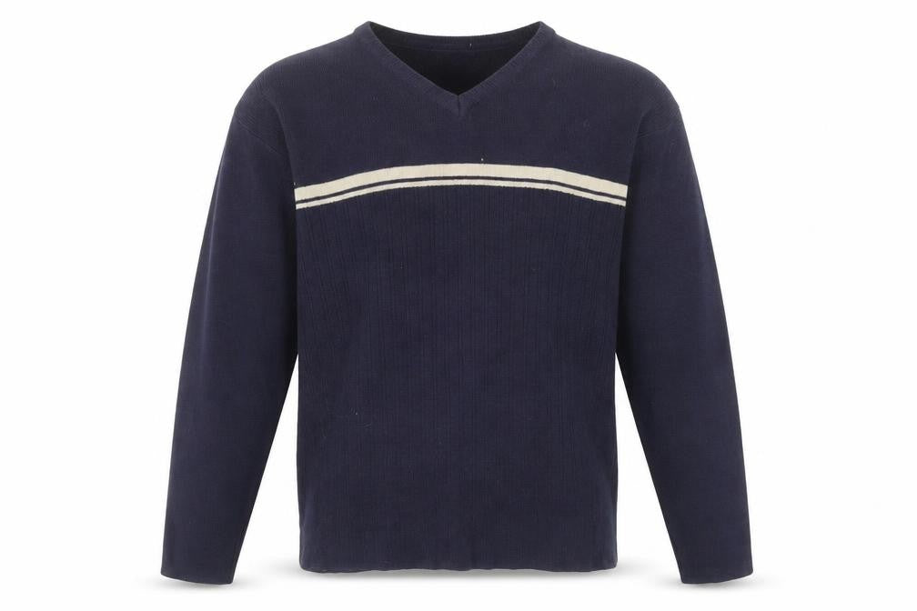 Front view of Innocenti men’s blue v-neck jumper l